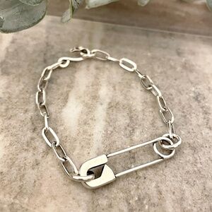 925 Sterling Silver Paperclip Bracelet Unique Vintage Silver Bracelet